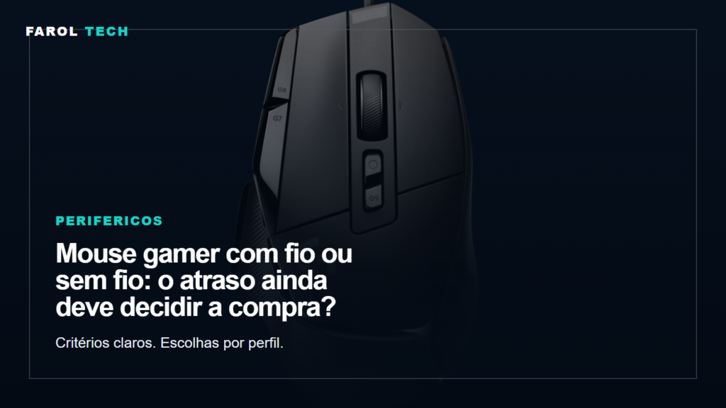 Arte editorial para Mouse gamer com fio ou sem fio: o atraso ainda deve decidir a compra?